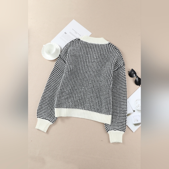 Woven Right Waffle-Knit Drop Shoulder Button-Down Cardigan - Picture 3 of 11